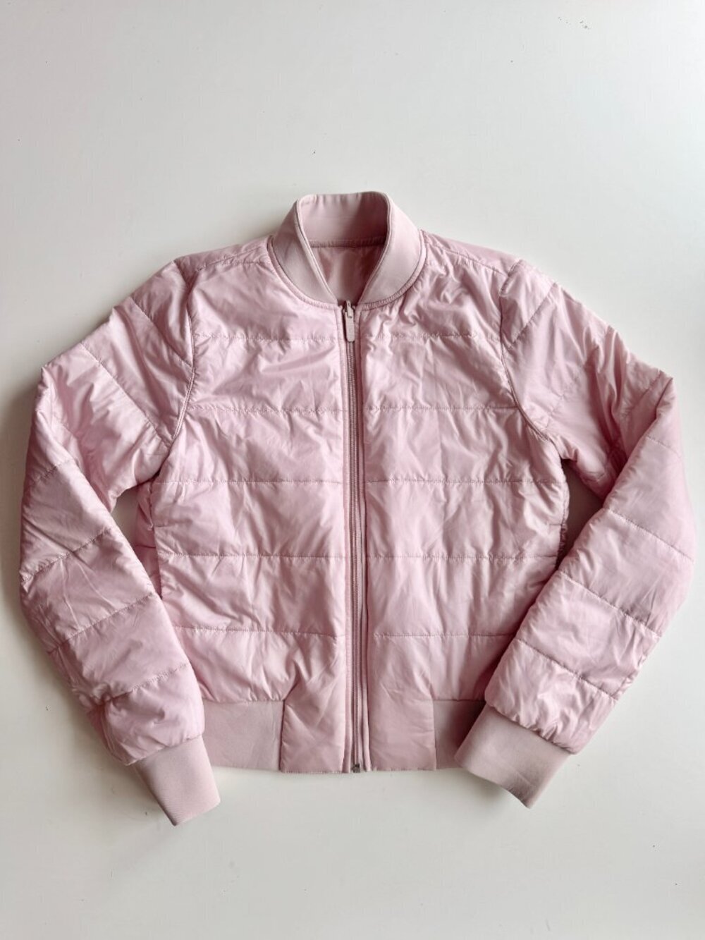 LULULEMON Non-Stop Reversible Misty Pink Water Repellent Bomber Jacket, Size 4 - Picture 10 of 16